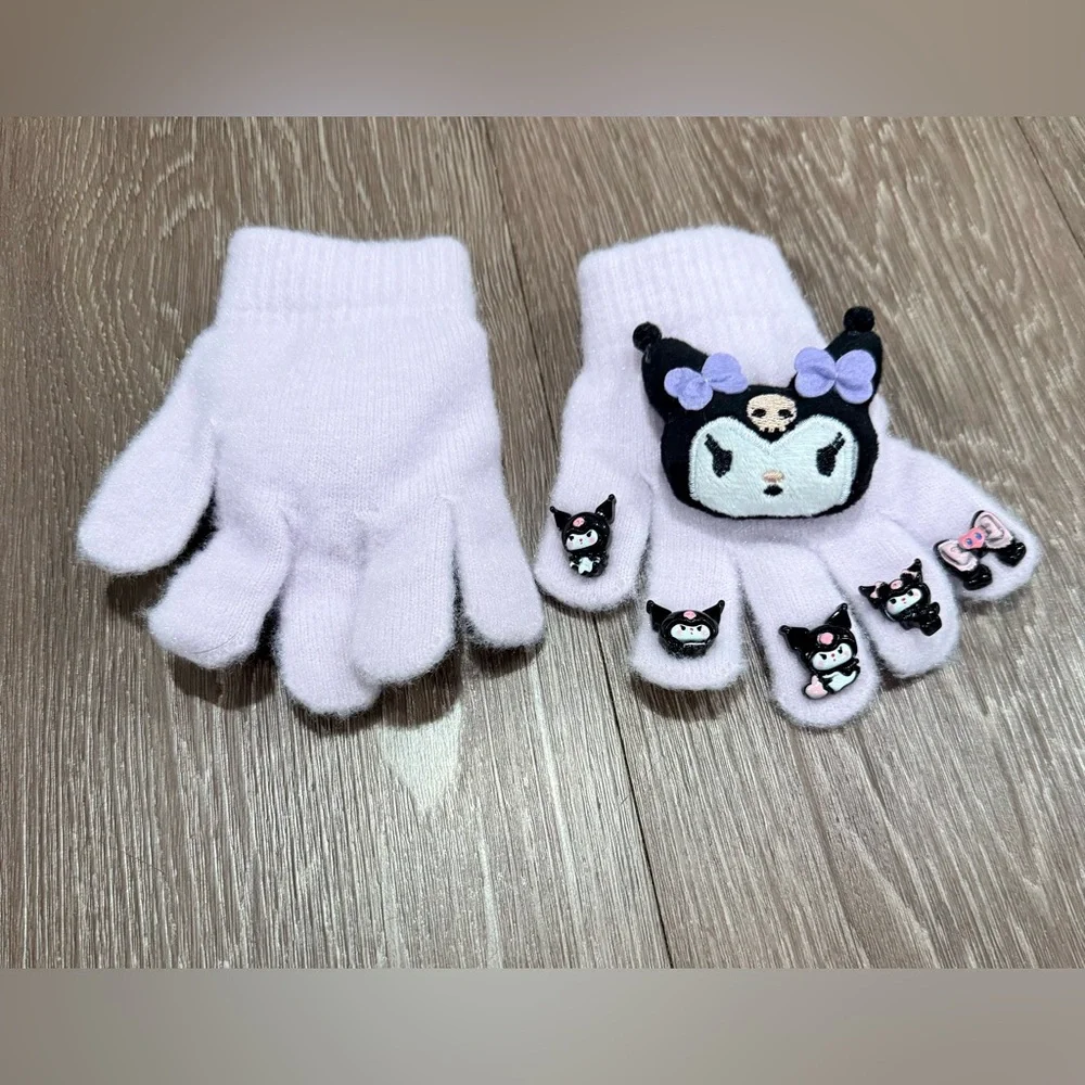 Sanrio Kuromi kids' expandable cozy gloves.
